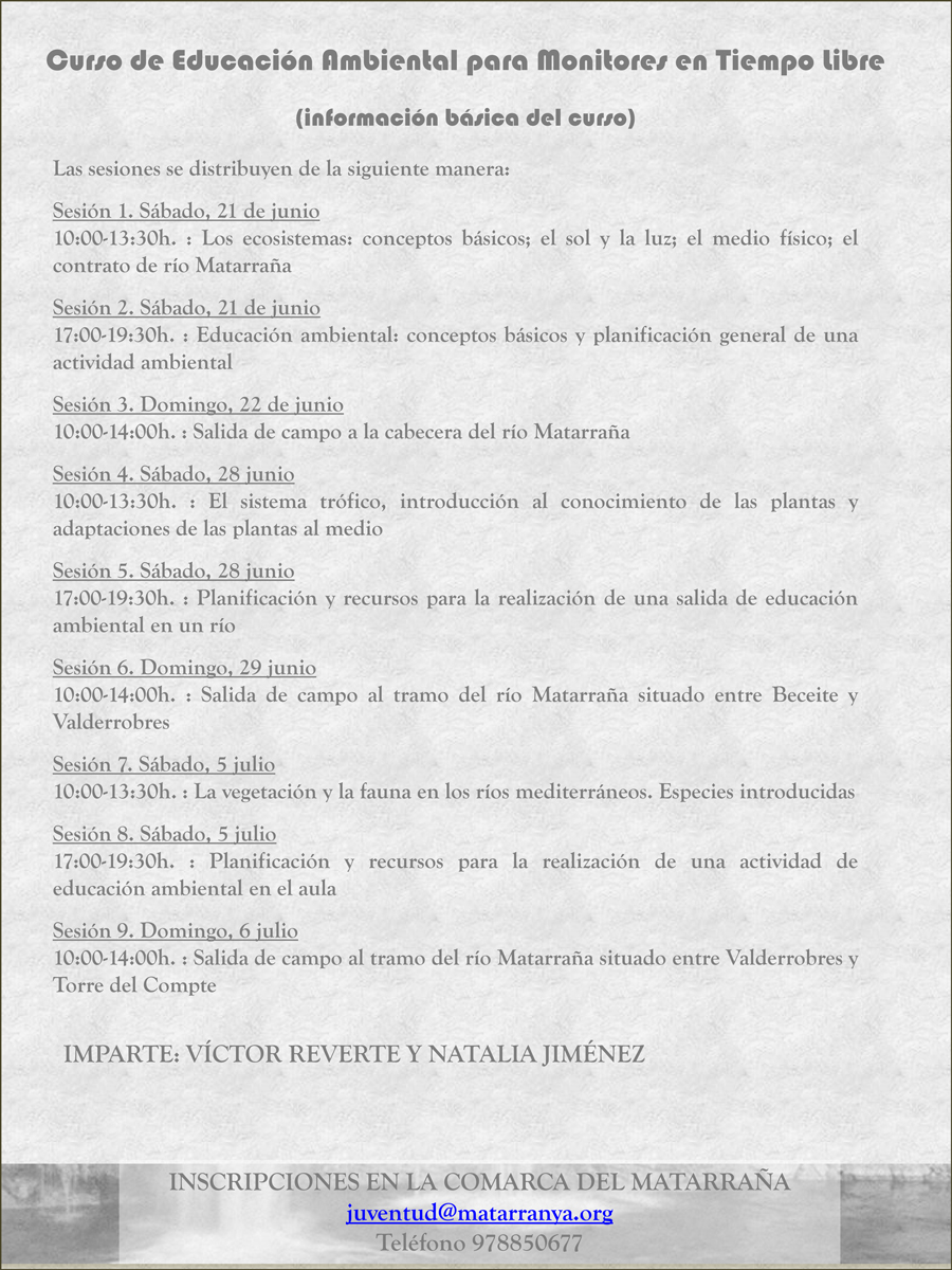 Curso de Educación Ambiental para Monitores en Tiempo Libre