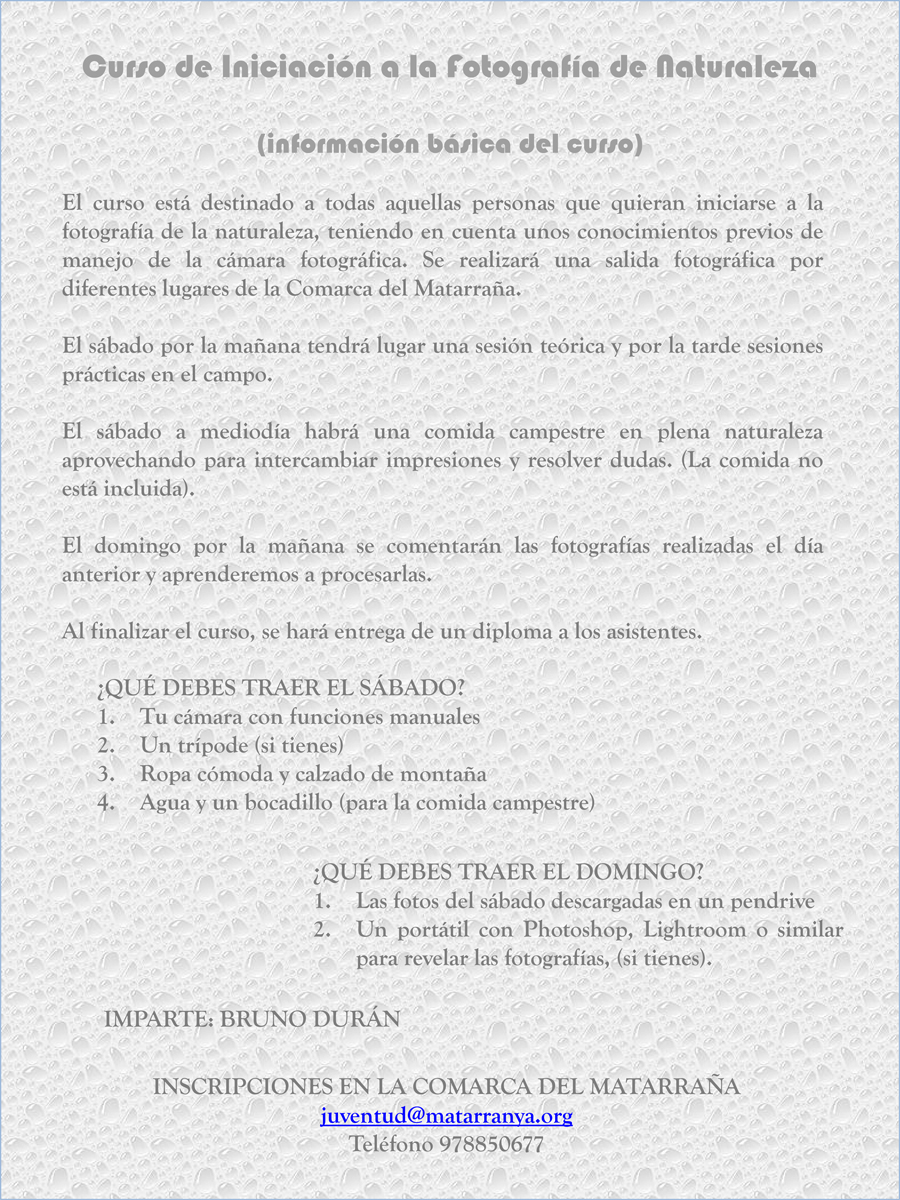 Curso de Iniciación a la Fotografía de Naturaleza
